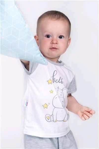 Dětské letní pyžamko New Baby Hello s hrošíkem bílo-šedé&nbsp;-&nbsp;74 (6-9m) - obrázek 26