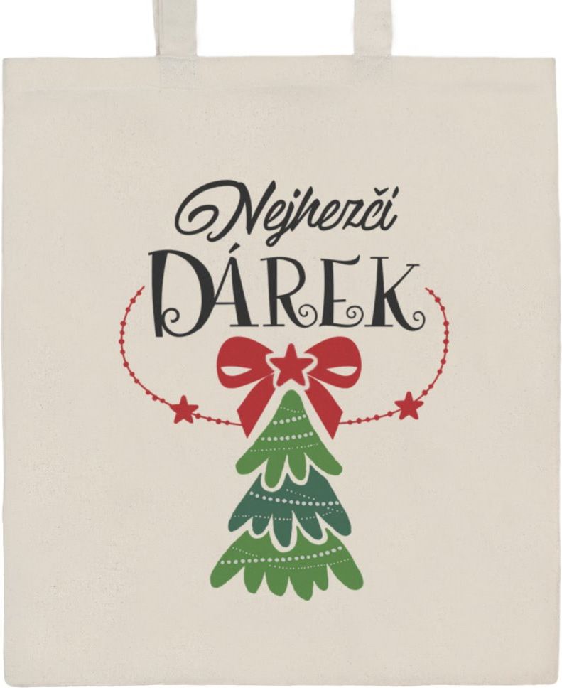 Bavlněná nákupní taška přírodní s potiskem New Baby Merry Christmas - obrázek 22