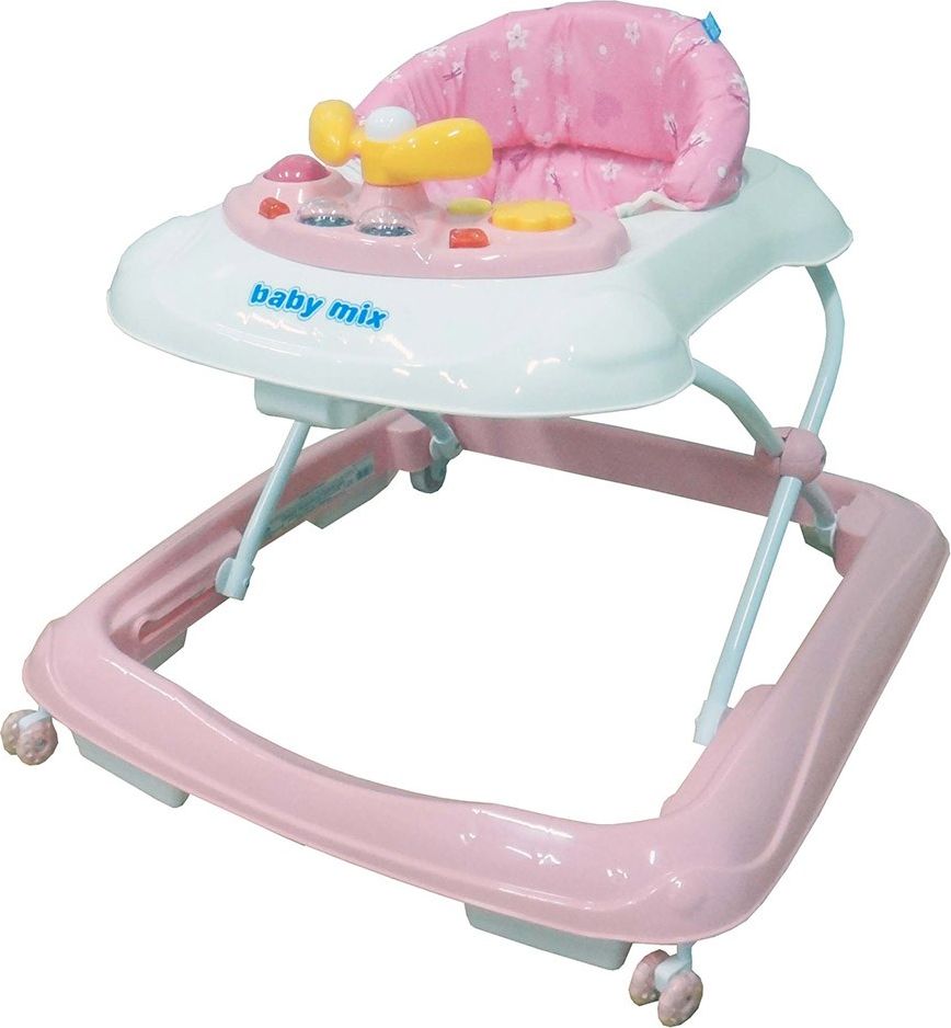 BABY MIX | Nezařazeno | Dětské chodítko Baby Mix s volantem a silikonovými kolečky graphit | Šedá | - obrázek 1