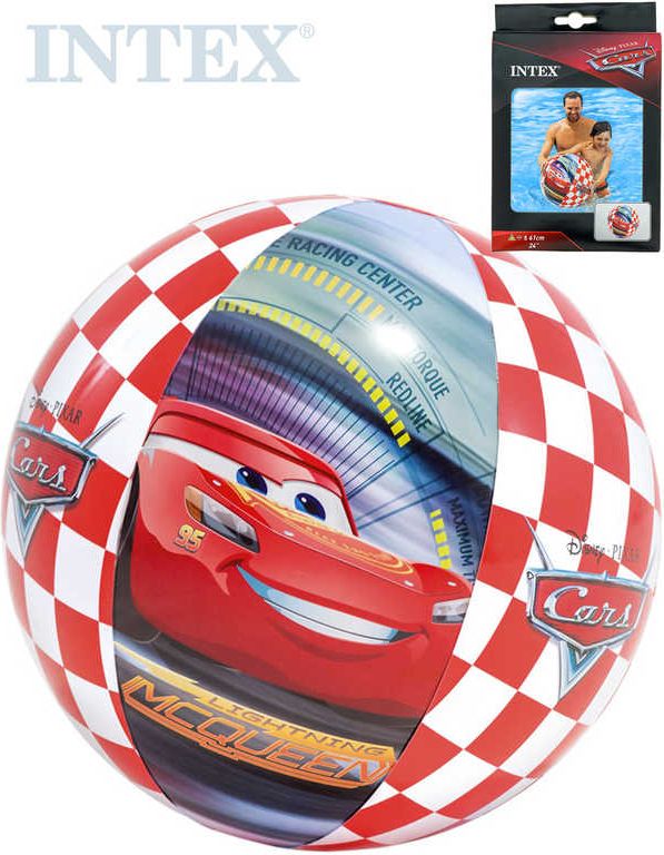 INTEX Míč nafukovací 61cm do vody CARS (Auta) kostkovaný 58053 - obrázek 1