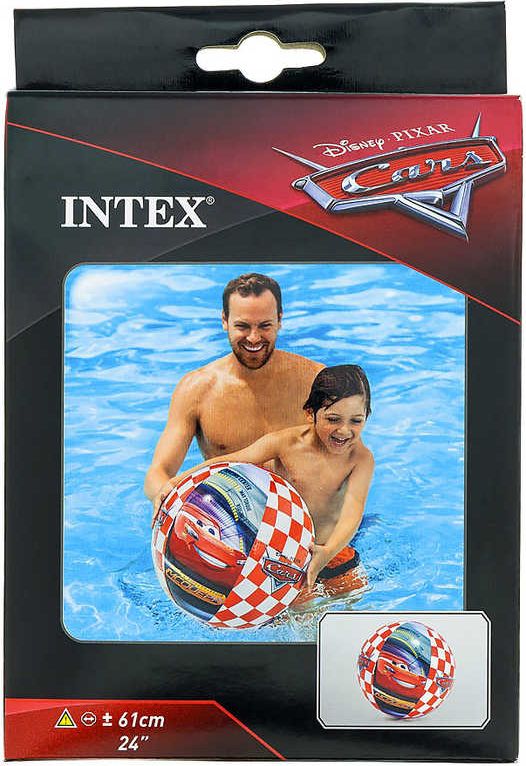 INTEX Míč nafukovací 61cm do vody CARS (Auta) kostkovaný 58053 - obrázek 3