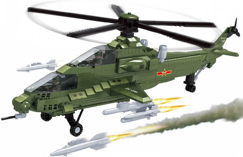 AUSINI Stavebnice ARMY vojenská helikoptéra sada 482 dílků + 2 figurky plast - obrázek 2