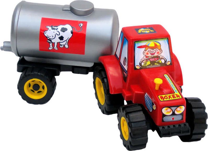PL Traktor plastový s cisternou na mléko Kravička 3 barvy - obrázek 1