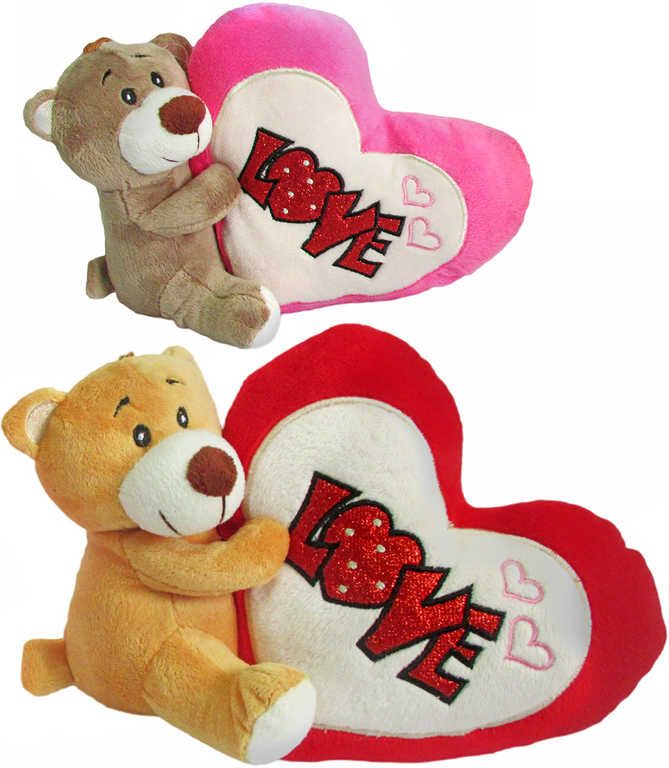 PLYŠ Medvídek Valentýn 16cm se srdcem love 2 barvy *PLYŠOVÉ HRAČKY* - obrázek 1