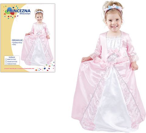 KARNEVAL Šaty PRINCEZNA S ČELENKOU vel.XS (92-104 cm) 3-4 let KOSTÝM - obrázek 1