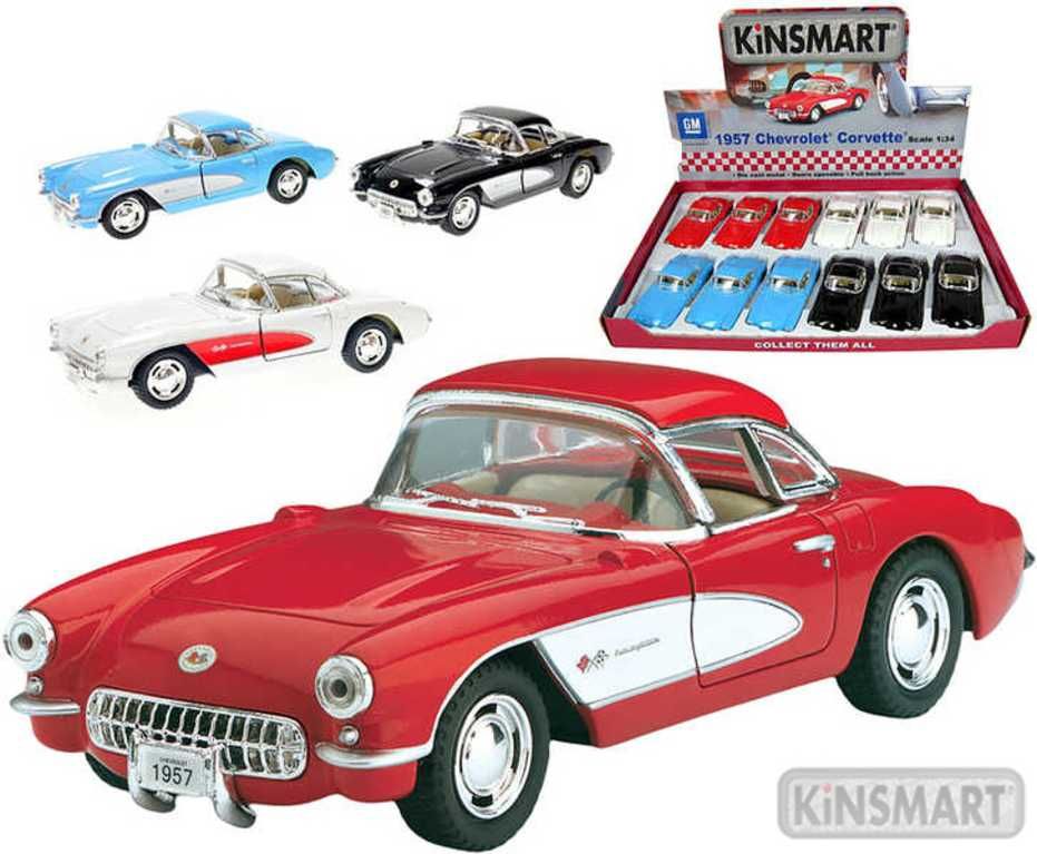 KINSMART Auto model 1:34 CHEVROLET CORVETTE 1957 kov PB 12,5cm 4 barvy - obrázek 1