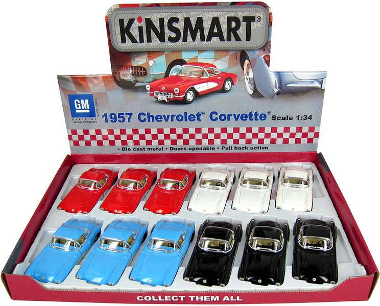 KINSMART Auto model 1:34 CHEVROLET CORVETTE 1957 kov PB 12,5cm 4 barvy - obrázek 2