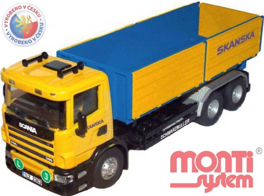 Stavebnice Monti 67 Scania Skanska 1:48 v krabici 32x20,5x7,5cm - obrázek 1