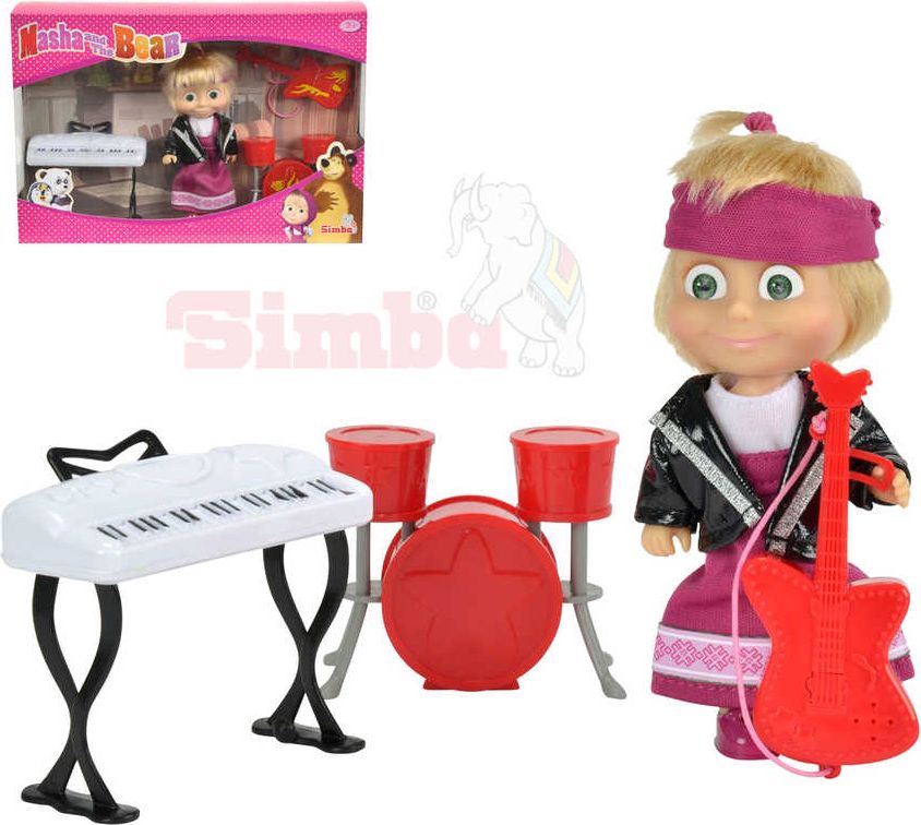 SIMBA Máša a medvěd panenka 12cm muzikantka set s doplňky - obrázek 1