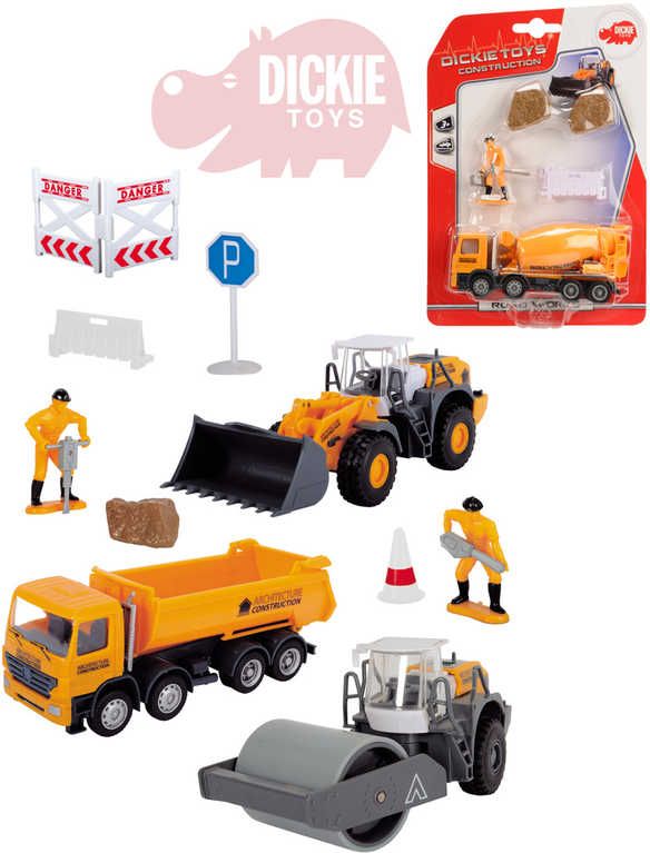 DICKIE Auto stavební 13cm na volnoběh set s doplňky plast 4 druhy - obrázek 1