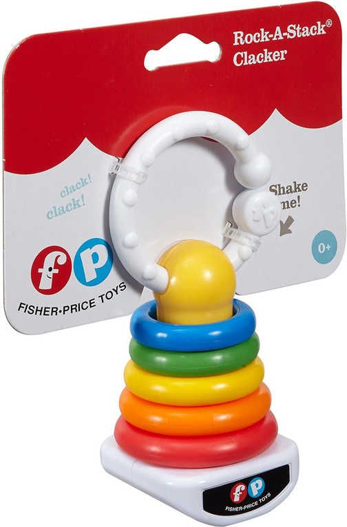 FISHER PRICE Baby chrastítko plastové kroužky na tyči pro miminko - obrázek 2