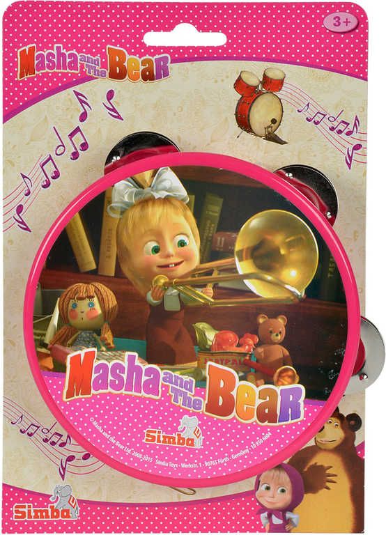 SIMBA Tamburína dětská Máša a medvěd růžová 15cm *HUDEBNÍ NÁSTROJE* - obrázek 2