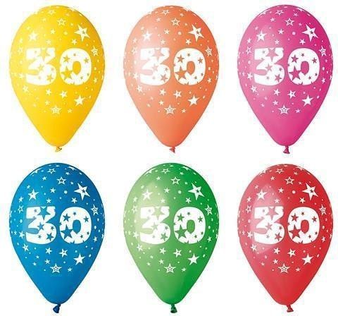 Balónek, s číslem 30, 26 cm, bal. 5 ks - obrázek 1