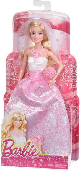 MATTEL BARBIE BRB Panenka nevěsta s kyticí v růžovo bílých šatech - obrázek 2