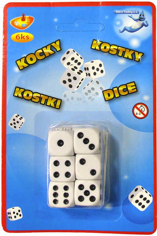 Kostky hrací 16mm 6ks na kartě - obrázek 1