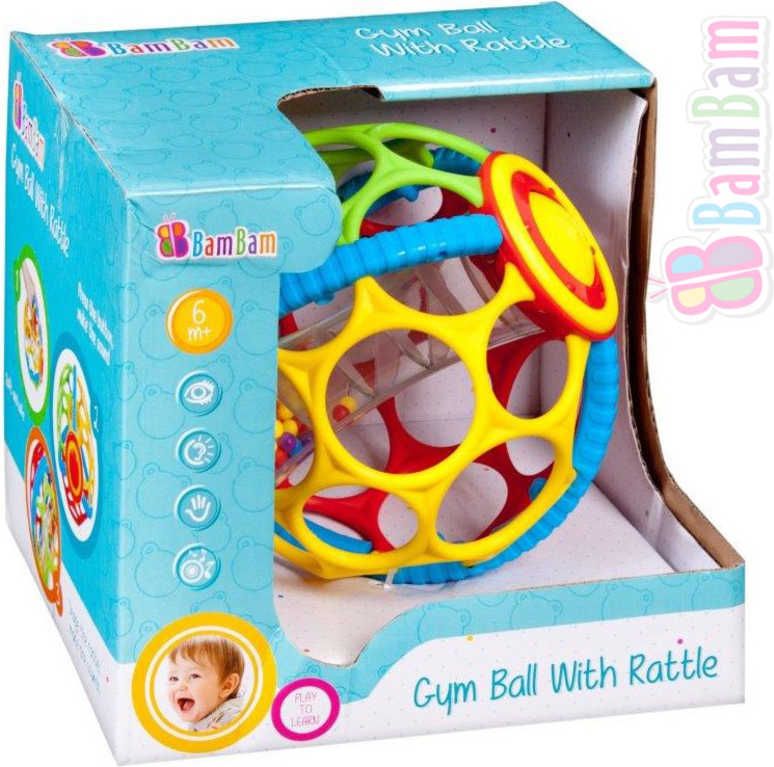 ET BAM BAM Baby Koule gumová gym ball s chrastítkem pro miminko - obrázek 1