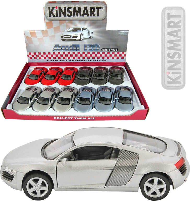 KINSMART Auto model 1:36 Audi R8 kov PB 13cm 4 barvy - obrázek 1