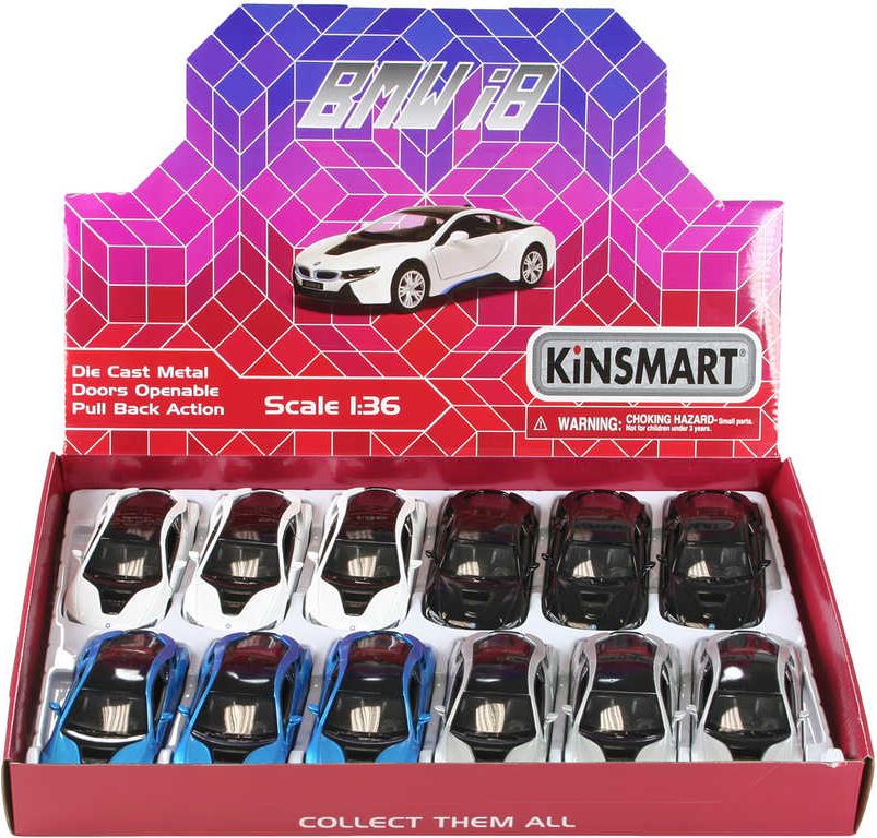 KINSMART Auto model 1:36 BMW i8 kov PB 13cm 4 barvy - obrázek 2