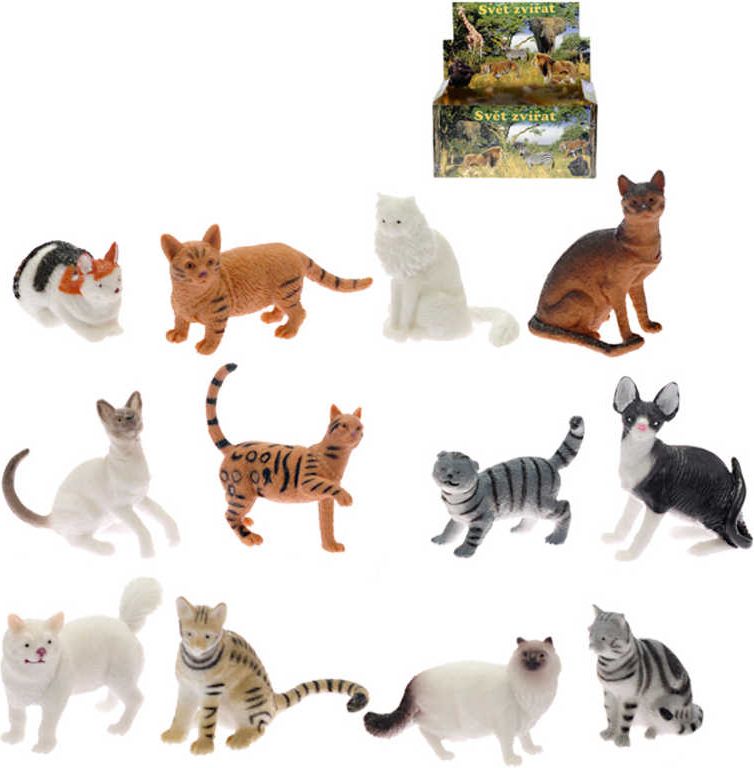 Kočka domácí / divoká 5-7cm figurka plastová 12 druhů - obrázek 1