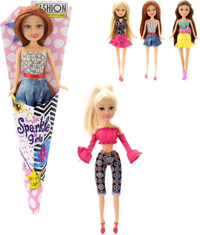 Panenka v kornoutu modní Sparkle Girlz Fashion dlouhé vlasy různé druhy - obrázek 1