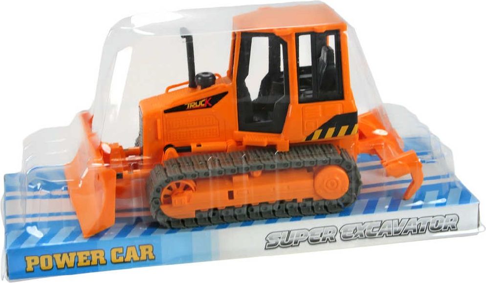 Pracovní auto buldozer oranžový 21cm 2 radlice plast blister - obrázek 1