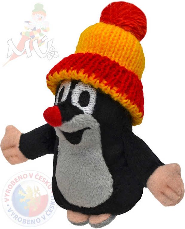 MORAVSKÁ ÚSTŘEDNA Maňásek prstový Krtek (Krteček) 10cm kulich žlutočervený - obrázek 1