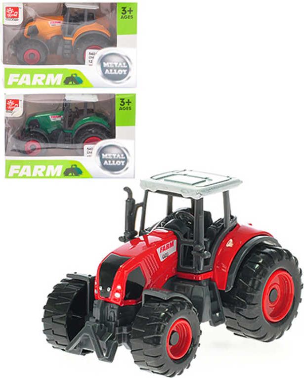 Traktor farmářský 8cm volný chod kovový 3 barvy v krabičce - obrázek 1