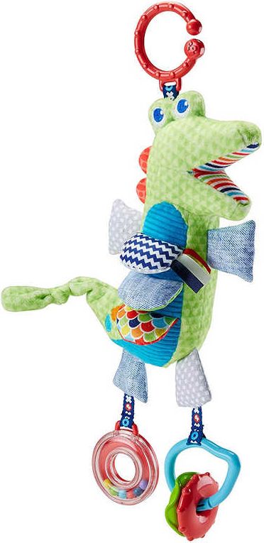 FISHER PRICE Baby krokodýlek chrastítko s aktivitami plyš s klipem pro miminko - obrázek 2