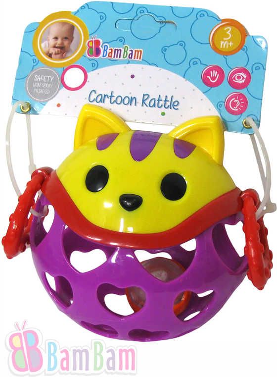 ET BAM BAM Baby Kočička 12cm chrastítko koule pro miminko - obrázek 1