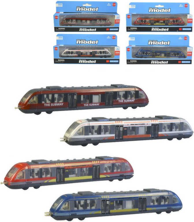 Metro kovová vlaková souprava 17cm volný chod 4 druhy v krabičce - obrázek 1