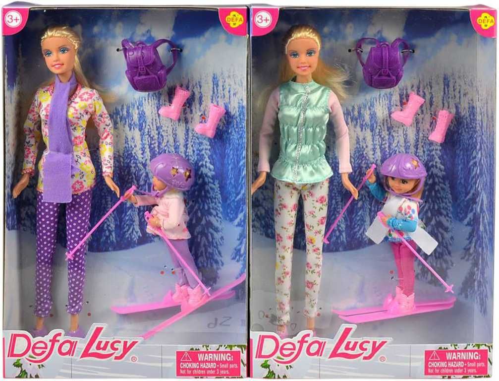 Panenka Defa Lucy zimní set maminka 29cm s dcerkou na lyžích 2 druhy - obrázek 1