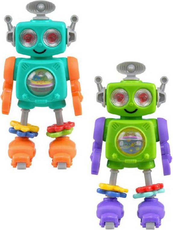 Baby chrastítko robot 20cm na kolečkách 2 barvy plast pro miminko - obrázek 1