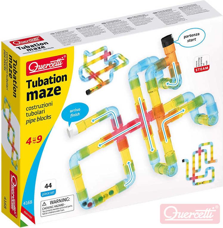 QUERCETTI Tubation Maze 3D potrubí transparentní 44 dílků STAVEBNICE - obrázek 1