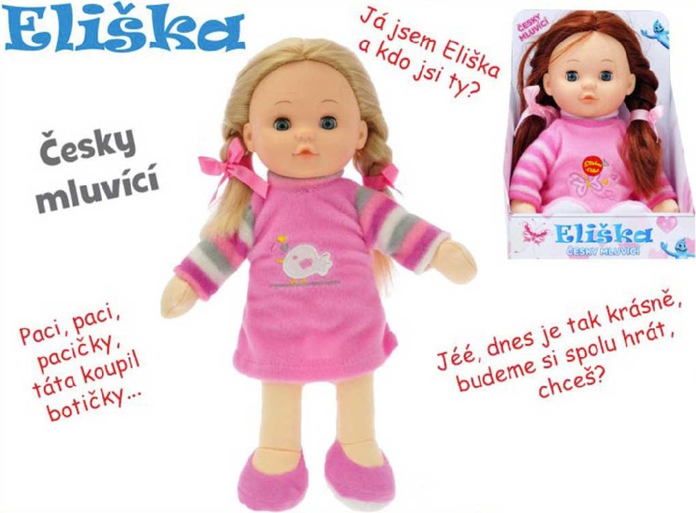 Panenka Eliška mrkací 30cm na baterie česky mluvící 2barvy v krabičce - obrázek 2