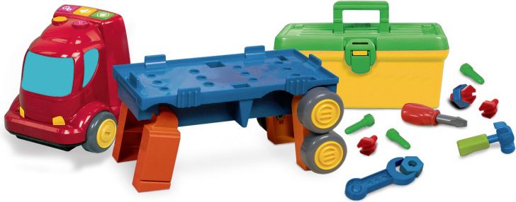 B-KIDS Baby auto náklaďák pracovní stůl 2v1 set s nářadím na baterie pro miminko - obrázek 2