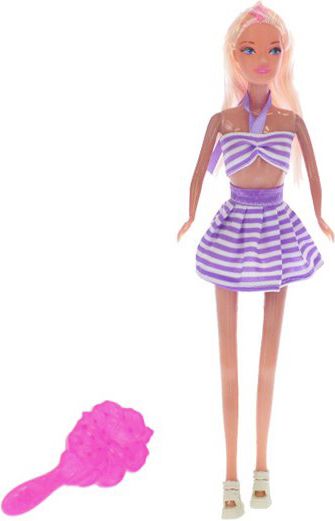 Panenka měnící barvu 29cm kloubová set s hřebenem letní obleček plast - obrázek 1