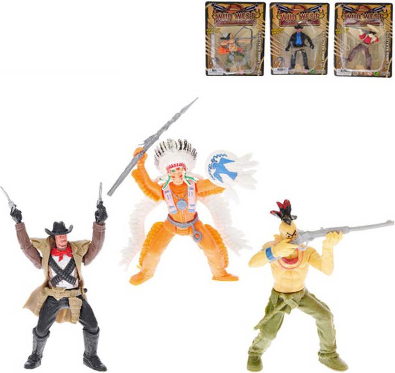 Divoký západ figurka akční plastová kovboj / indián se zbraní 10cm 6 druhů - obrázek 1