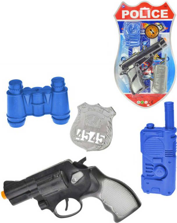 Policejní set pistole klapací 18cm + foťák/dalekohled s doplňky 4ks na kartě - obrázek 1