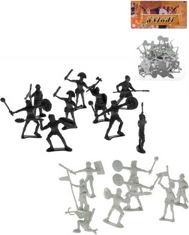 Rytířský dvoubarevný set figurka akční plastová se zbraní 30ks v sáčku - obrázek 1