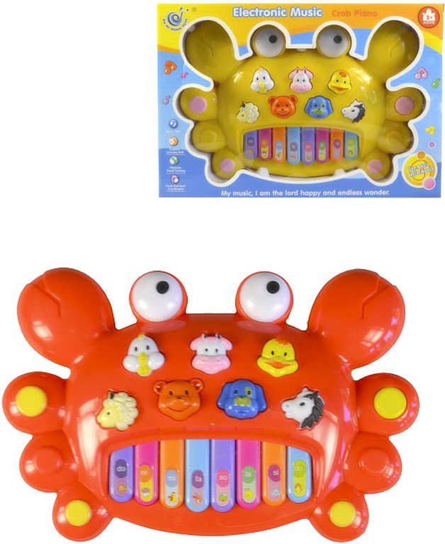 Baby pianko elektronické 28cm krab na baterie zvuky zvířat Světlo 2 barvy - obrázek 1