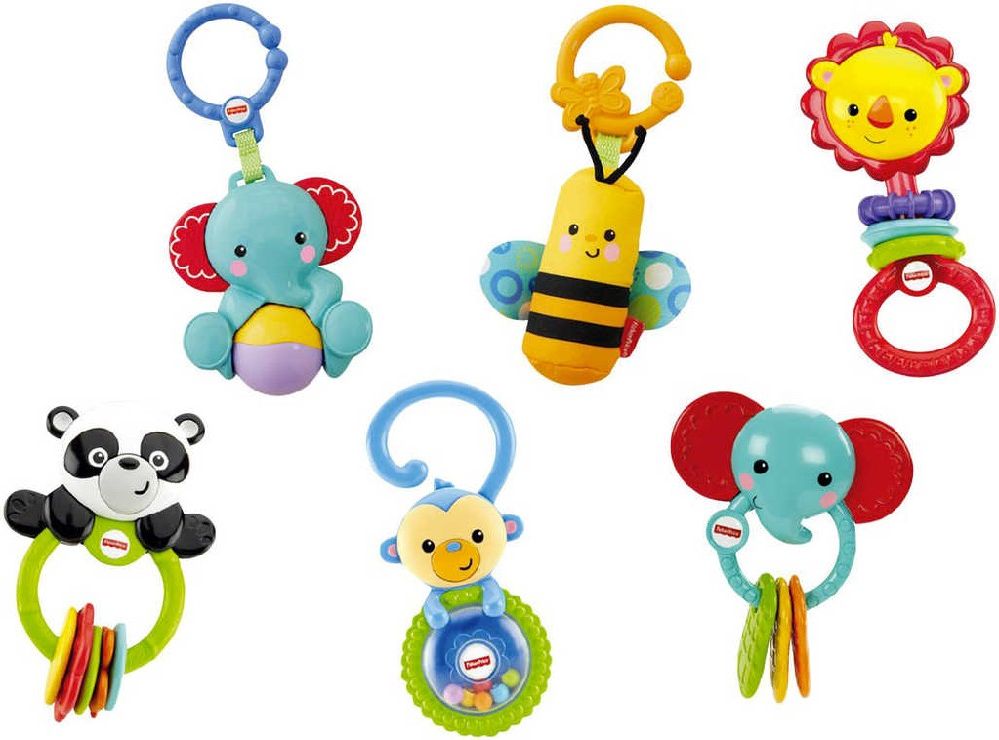FISHER PRICE Baby chrastítko ZOO zvířátko na kartě pro miminko 6 druhů - obrázek 8