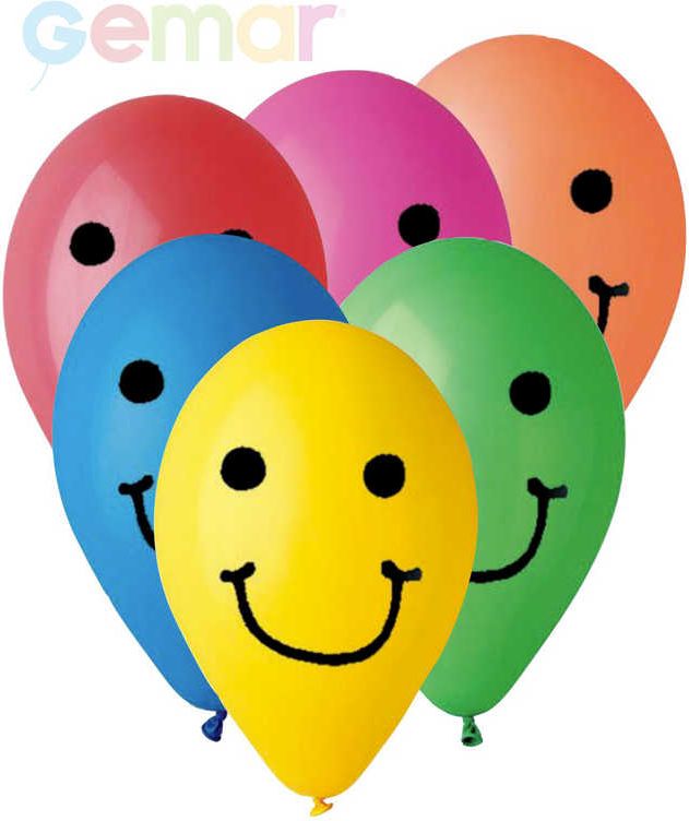 GEMAR Balónek nafukovací 26cm Pastelový potisk SMILE různé barvy 1ks - obrázek 1