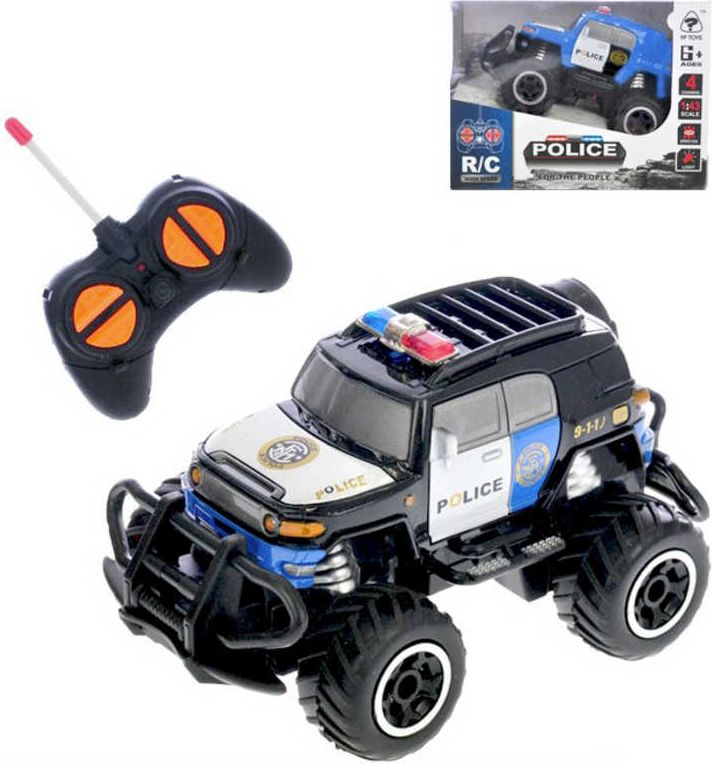 RC Auto terénní 1:43 policie 14cm na vysílačku 27MHz na baterie Světlo 2 barvy - obrázek 1