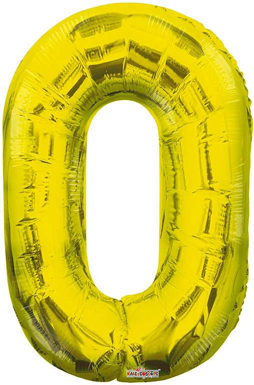 Party balonek nafukovací 35cm Číslice 0 zlatý malý foliový plnění vzduchem - obrázek 1