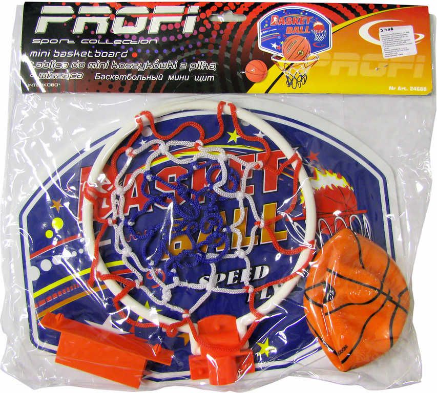 Basketbalový set deska 33x25cm s košíkem a míčem 12cm v sáčku - obrázek 1