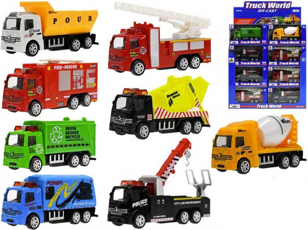 Auto pracovní / nákladní / hasiči 10cm zpětný chod 1:55 různé druhy - obrázek 1