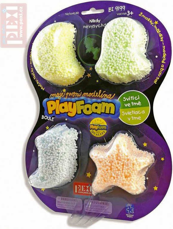 PEXI PlayFoam modelína pěnová svítí ve tmě dětská modelína set 4 barvy - obrázek 1