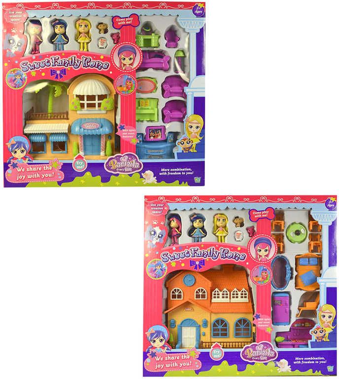 Domek pro panenky herní set s figurkami a doplňky na baterie různé druhy - obrázek 1
