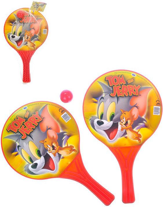 Pálky na plážový tenis Tom a Jerry set 2ks s míčkem v síťce plast - obrázek 1