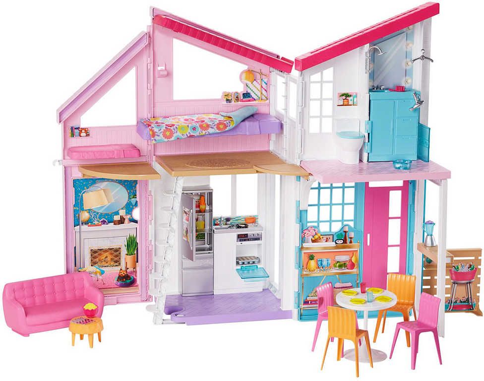 MATTEL BRB Dům v Malibu pro panenku Barbie rozkládací set s nábytkem a doplňky - obrázek 2